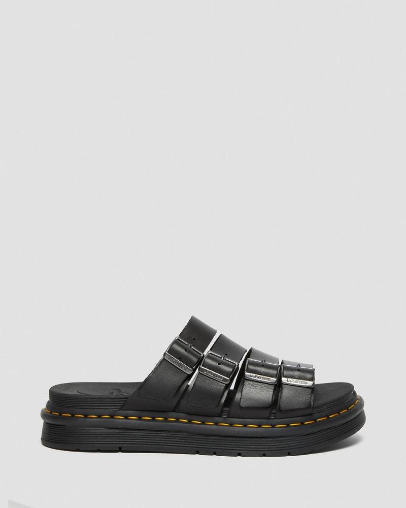 Dr Martens Tate Leren Schuifsandalen Dames Zwart | NL 468DFM